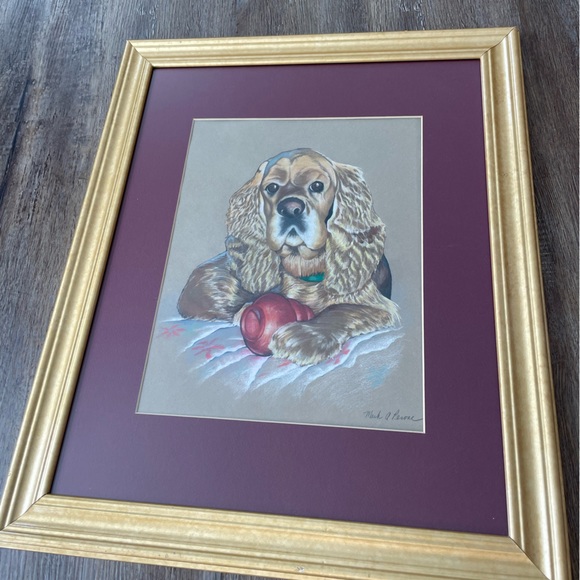 Original Mark Perone Hand Drawn Drawing Of Cocker Spaniel Signed, Matted, Framed - Picture 3 of 4